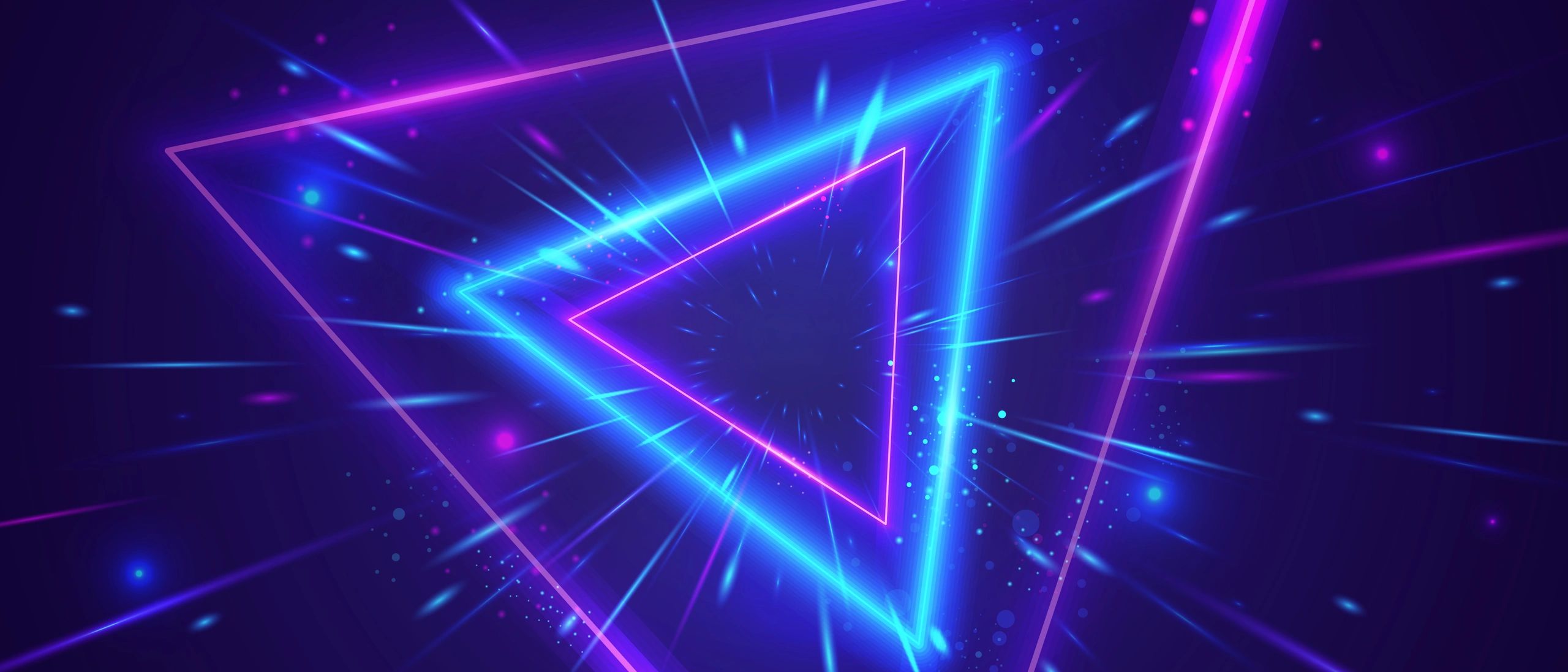 Abstract neon geometric background for a gaming-themed hero section